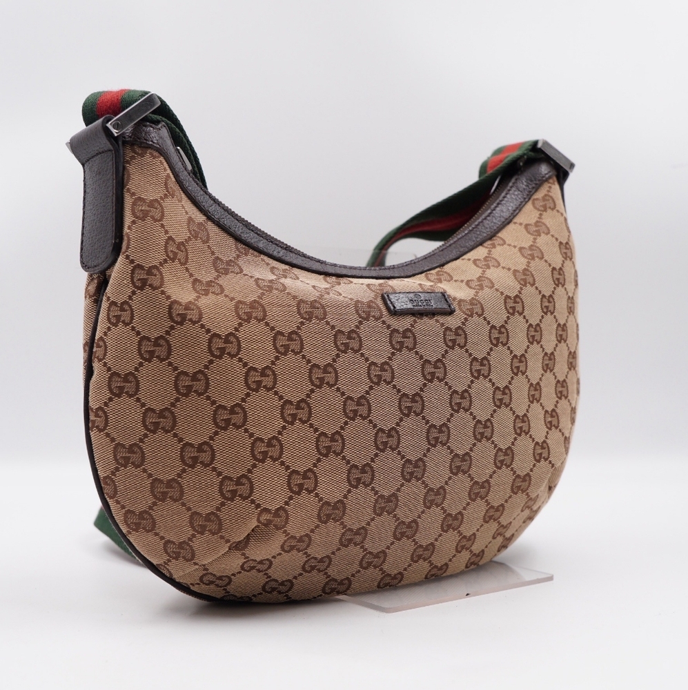 BT57 💖 GUCCI Monogram Web Halfmoon Crossbody Bag - Picture 5 of 12